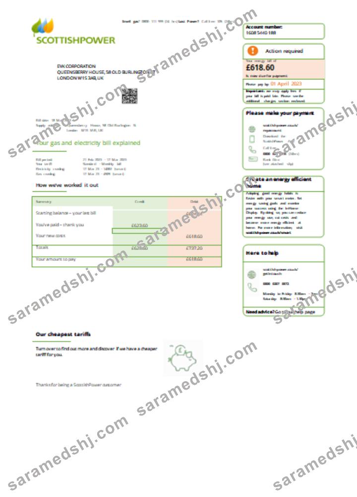 Scottish Power UK PLC utility business bill, SCR